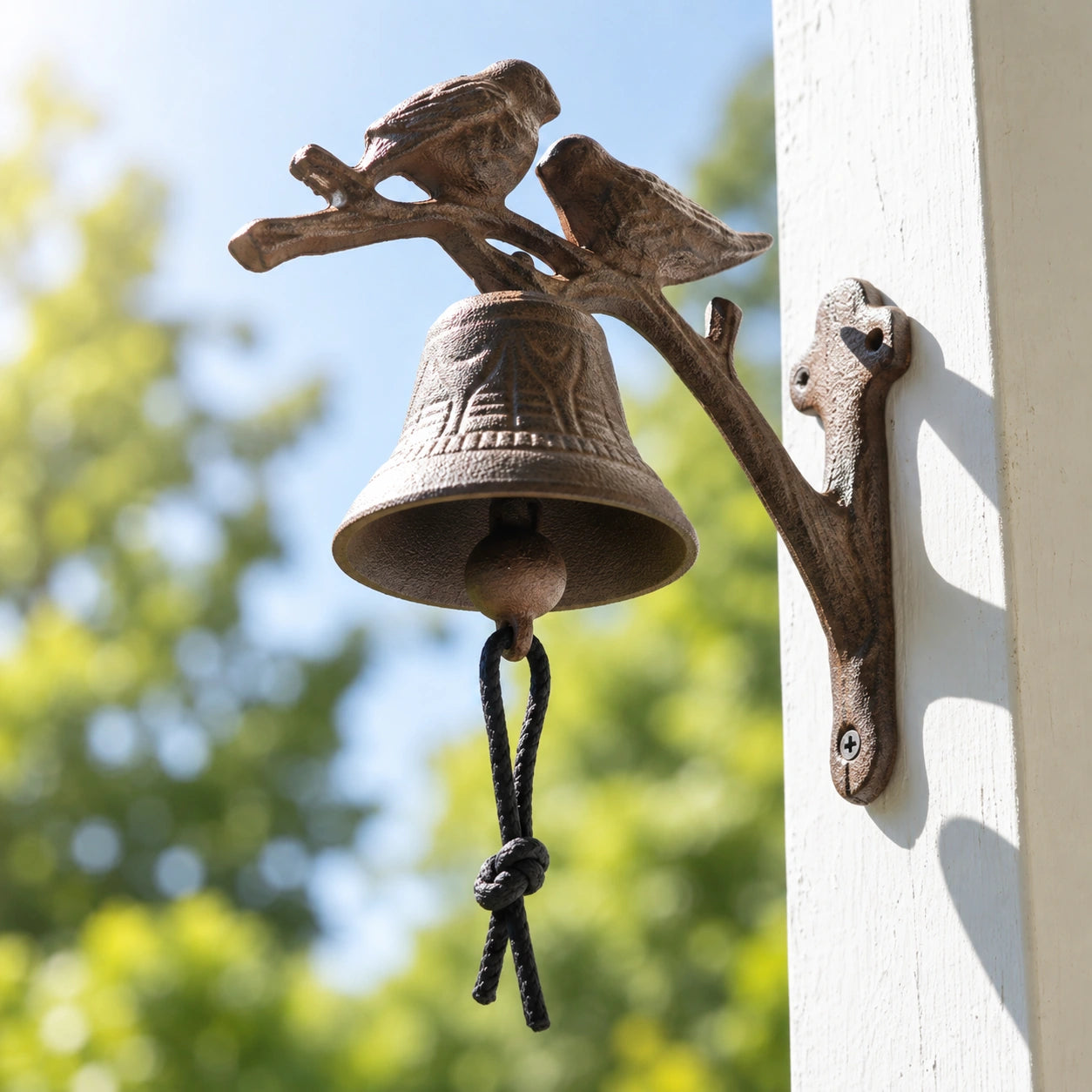 Bird Doorbell, Cast Iron Rustic Garden Porch Bell and Chime, 6.3" 58144 shot 4