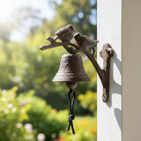 Bird Doorbell, Cast Iron Rustic Garden Porch Bell and Chime, 6.3" 58144 shot 1