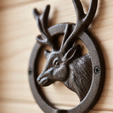Deer Head Wall Hook, Cast Iron Vintage Woodland for Coats or Hats, 7.6" 58150 shot 2