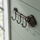Key Hook Rack, Antique Cast Iron, 3 Hooks for Keys, Coats or Hats, 9.1" 58158 shot 4