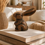 Bunny Statue, Copper Cast Iron Garden or Indoor Figurine, 4"