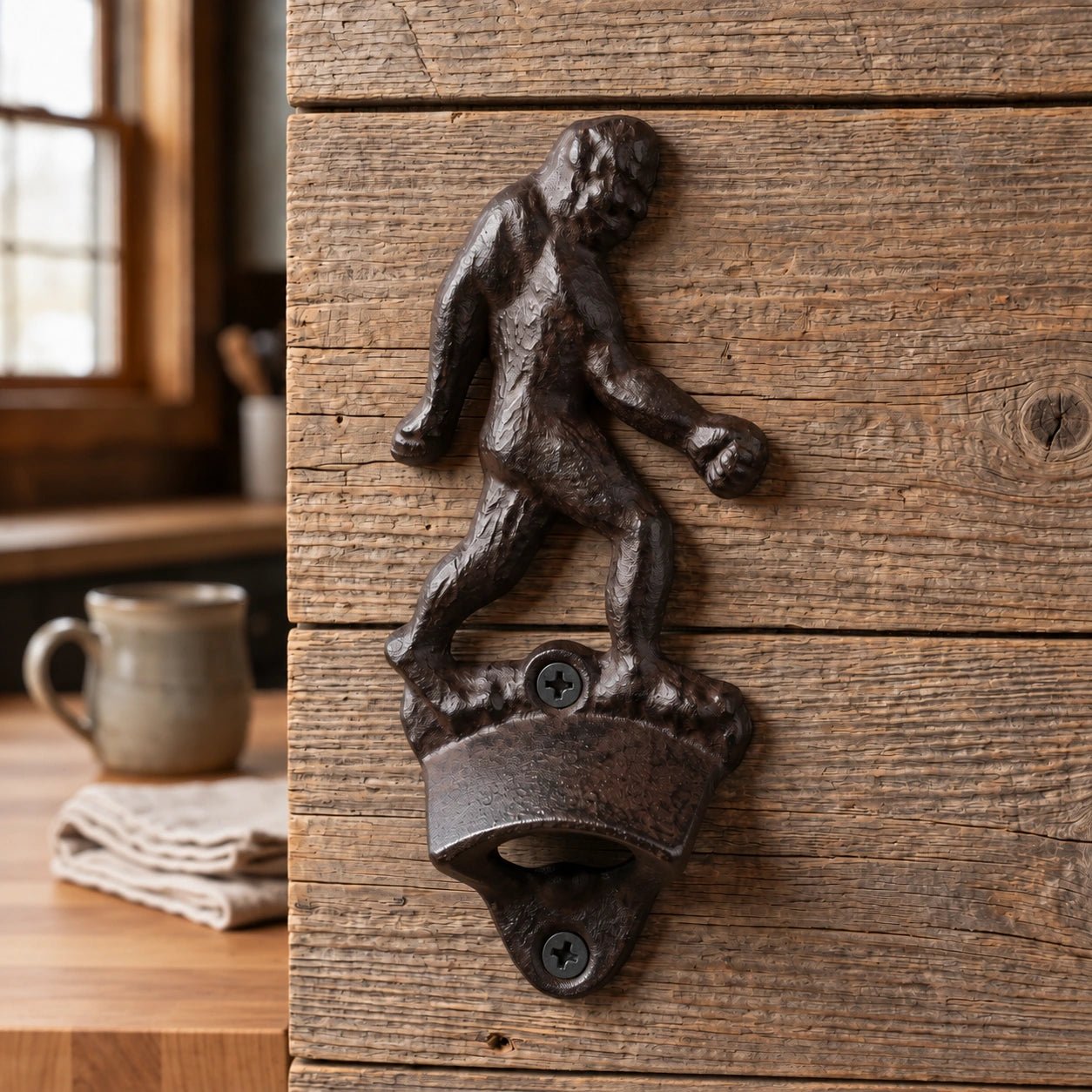 Sasquatch Bottle Opener, Wall Mounted Cast Iron Bar Tool, 6.2" 58201 shot 2