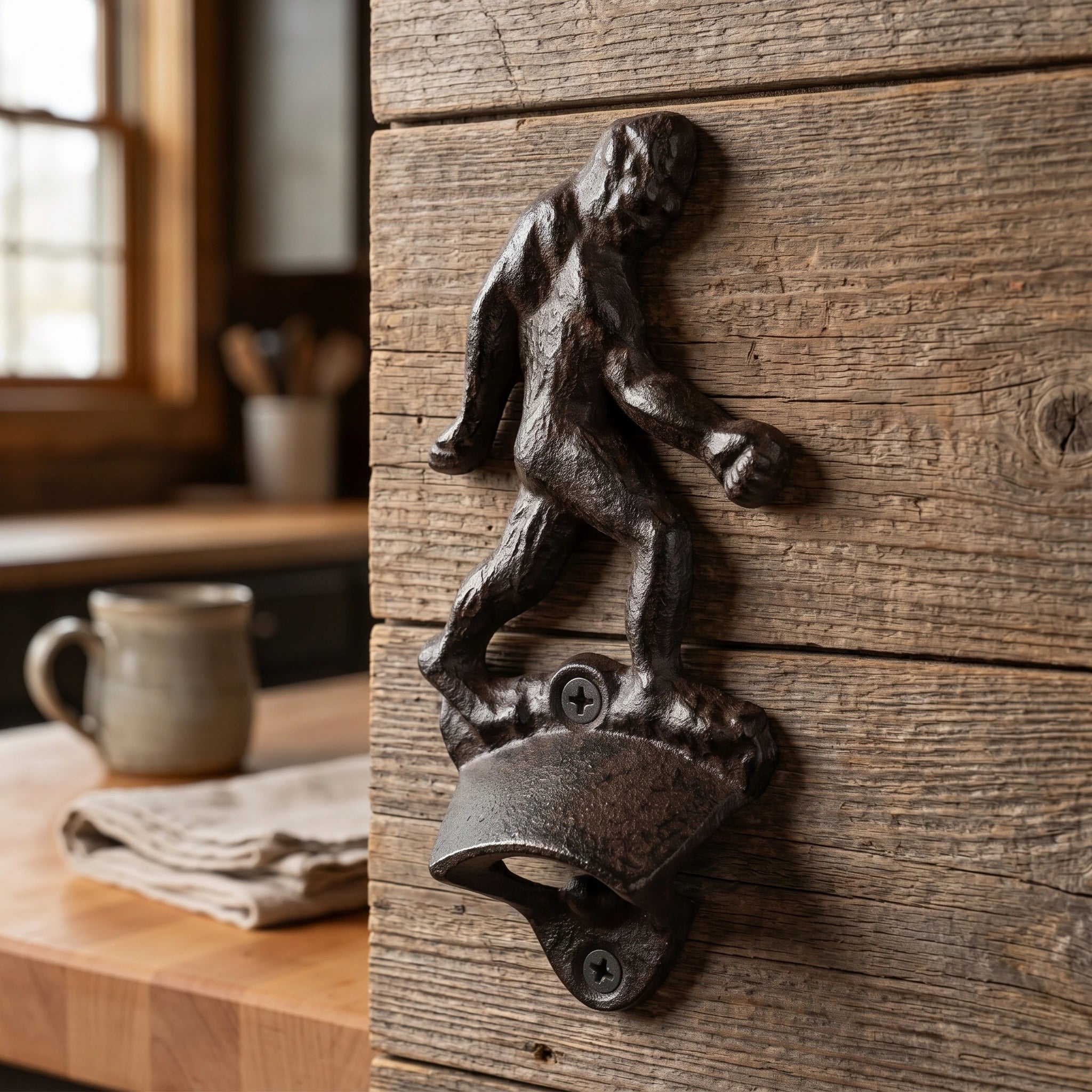 Sasquatch Bottle Opener, Wall Mounted Cast Iron Bar Tool, 6.2" 58201 shot 1