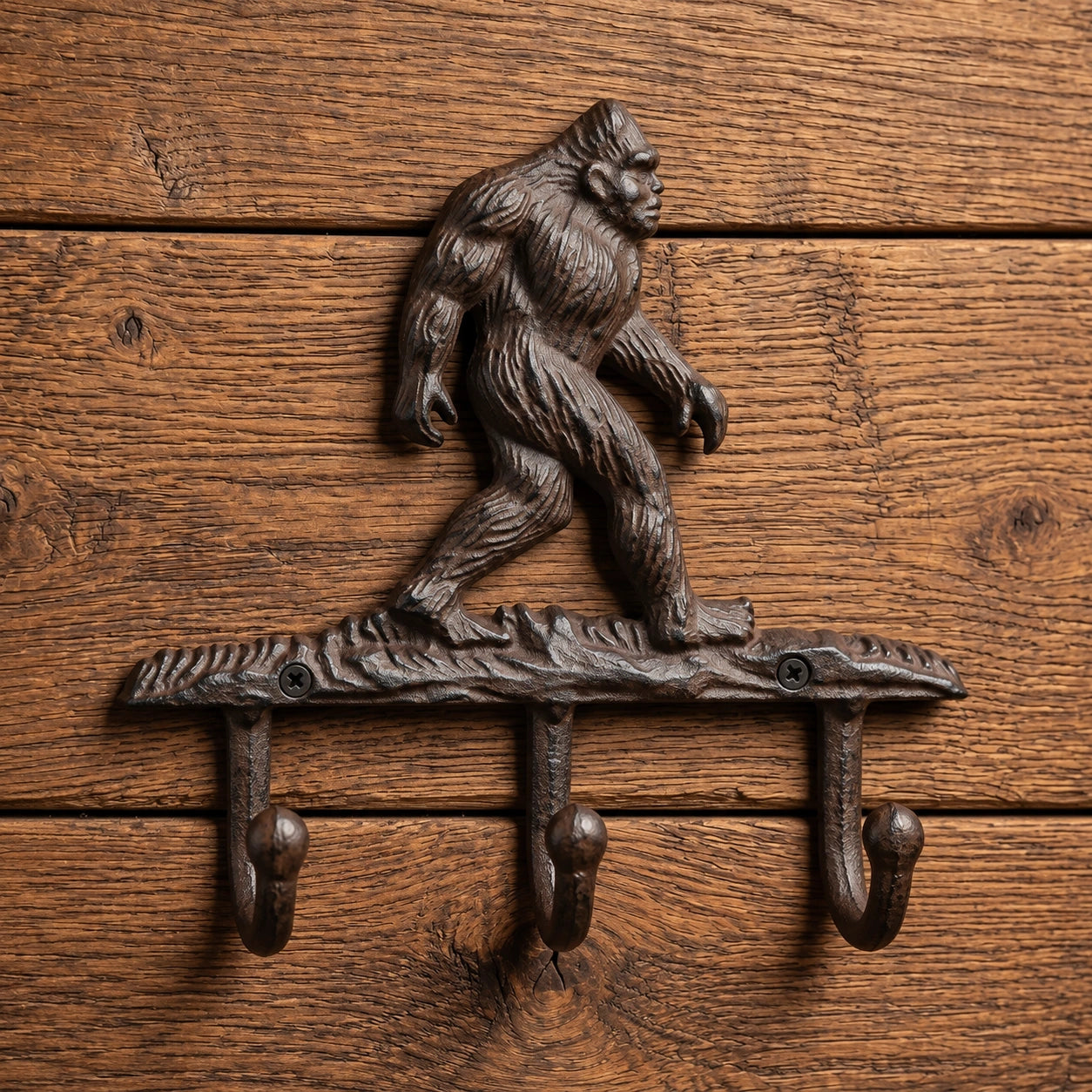 Sasquatch 3-Hook Rack, Cast Iron Wall Hooks for Keys or Hats, 8.3" 58204 shot 2