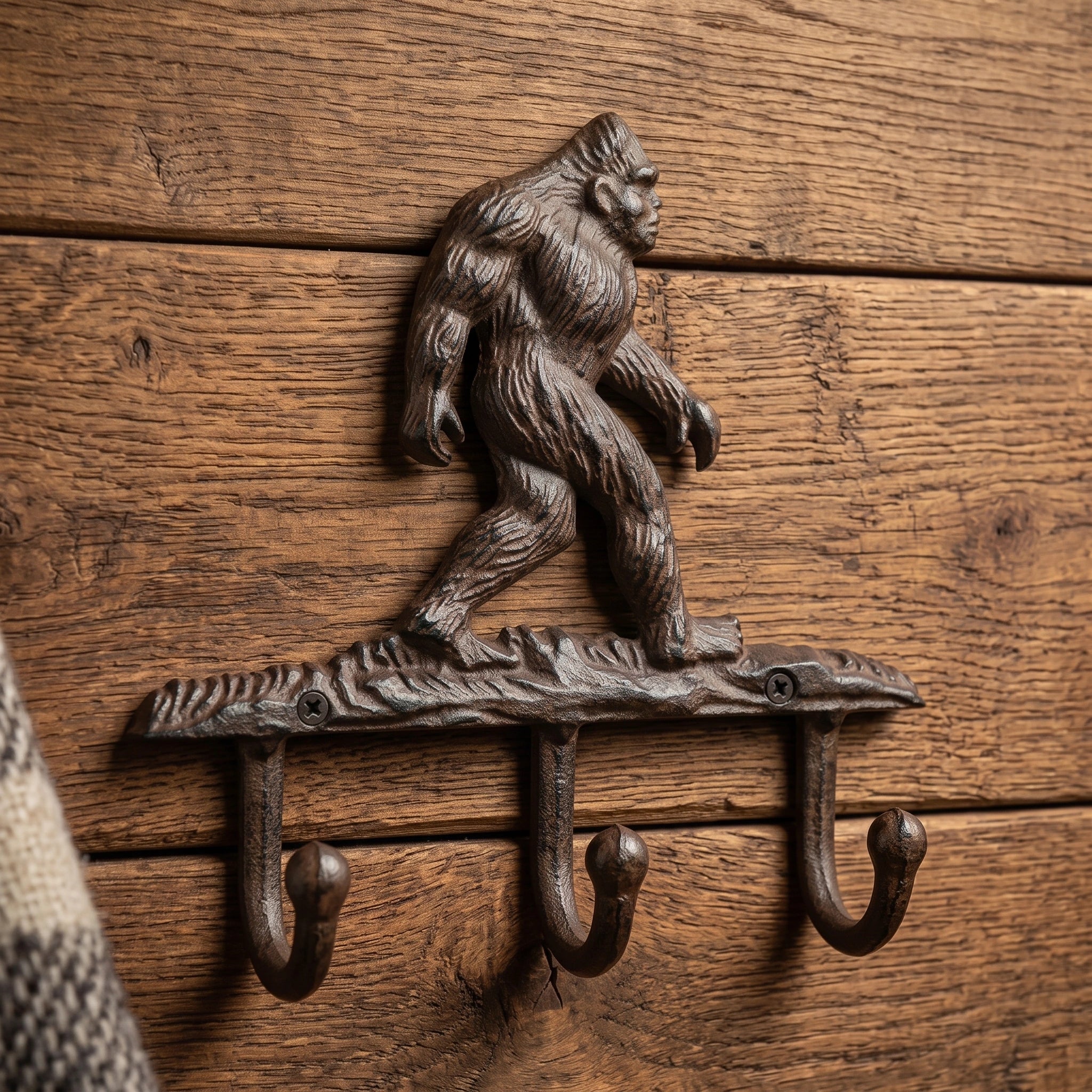 Sasquatch 3-Hook Rack, Cast Iron Wall Hooks for Keys or Hats, 8.3" 58204 shot 1