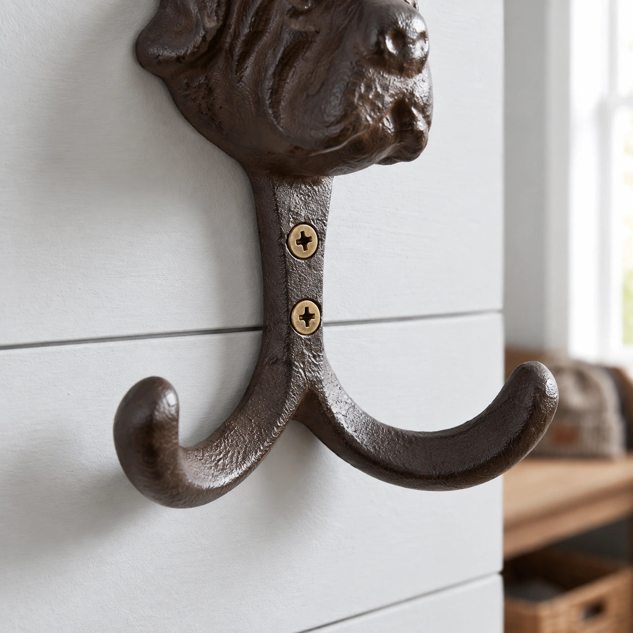 Dog Head Double Wall Hook, Cast Iron for Keys or Leashes, 4.7" 58205 shot 3