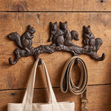 Squirrel Family 4-Hook Rack, Cast Iron Woodland Wall Hooks, 13.4" 58208 shot 5
