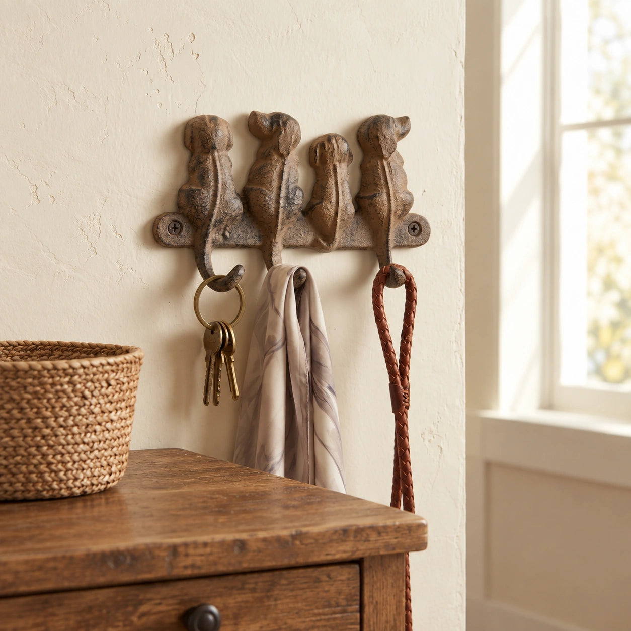 Dog Family 3-Hook Rack, Cast Iron for Keys or Leashes, 5.4" 58213 shot 4