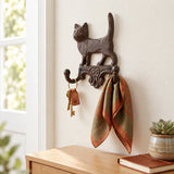 Cat Double Wall Hook, Cast Iron for Coats, Keys or Hats, 6.4" 58216 shot 2