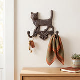 Cat Double Wall Hook, Cast Iron for Coats, Keys or Hats, 6.4" 58216 shot 1