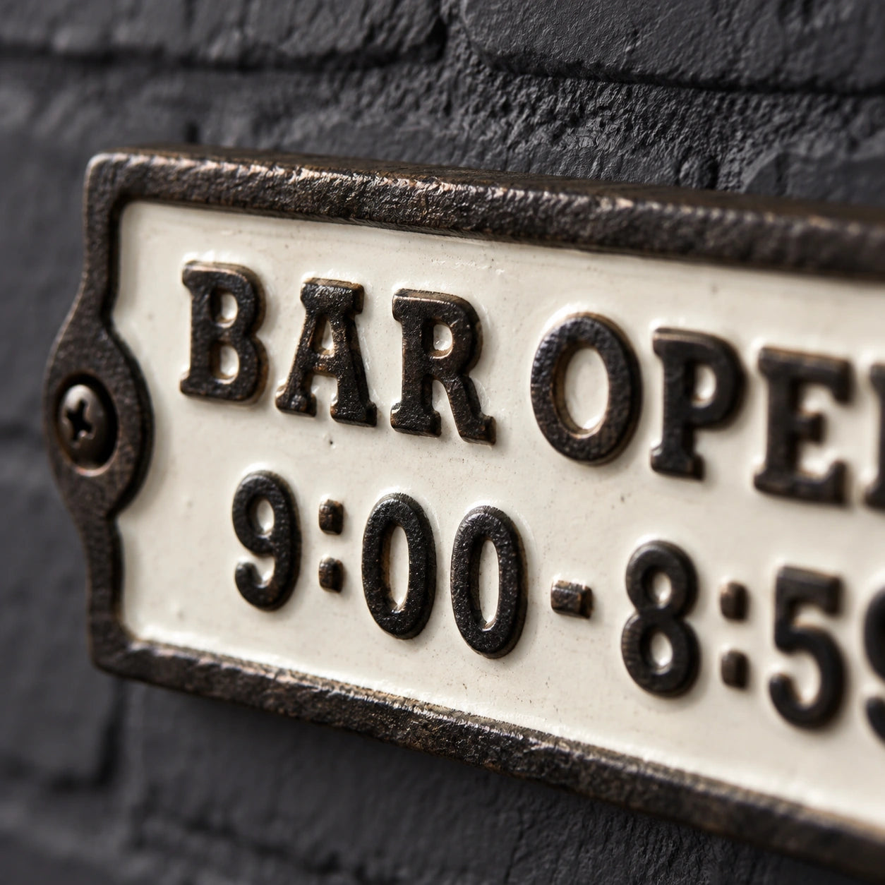 Bar Open Wall Plaque, Cast Iron Funny Pub Hours Sign, 5.3" 58221 shot 3
