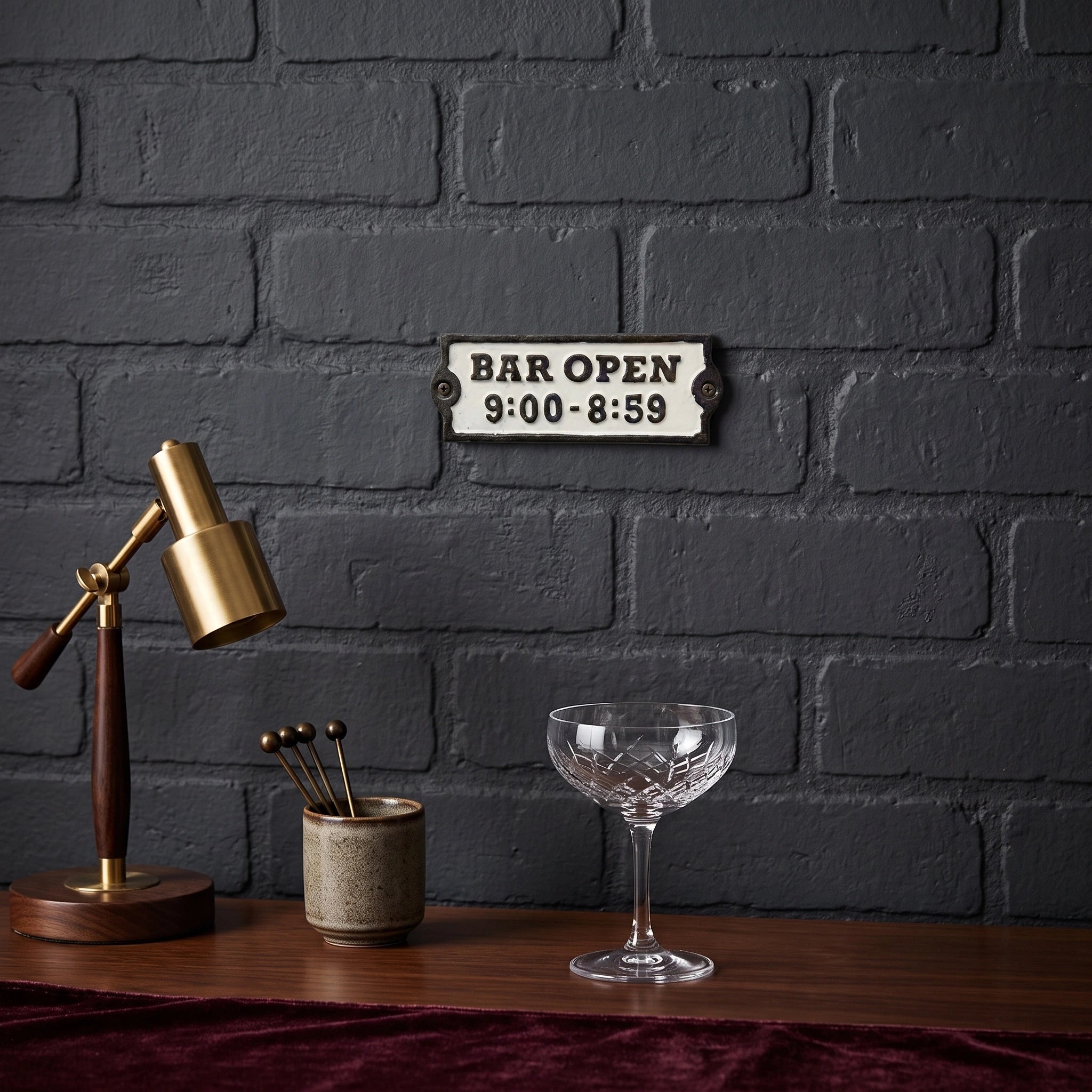 Bar Open Wall Plaque, Cast Iron Funny Pub Hours Sign, 5.3" 58221 shot 1