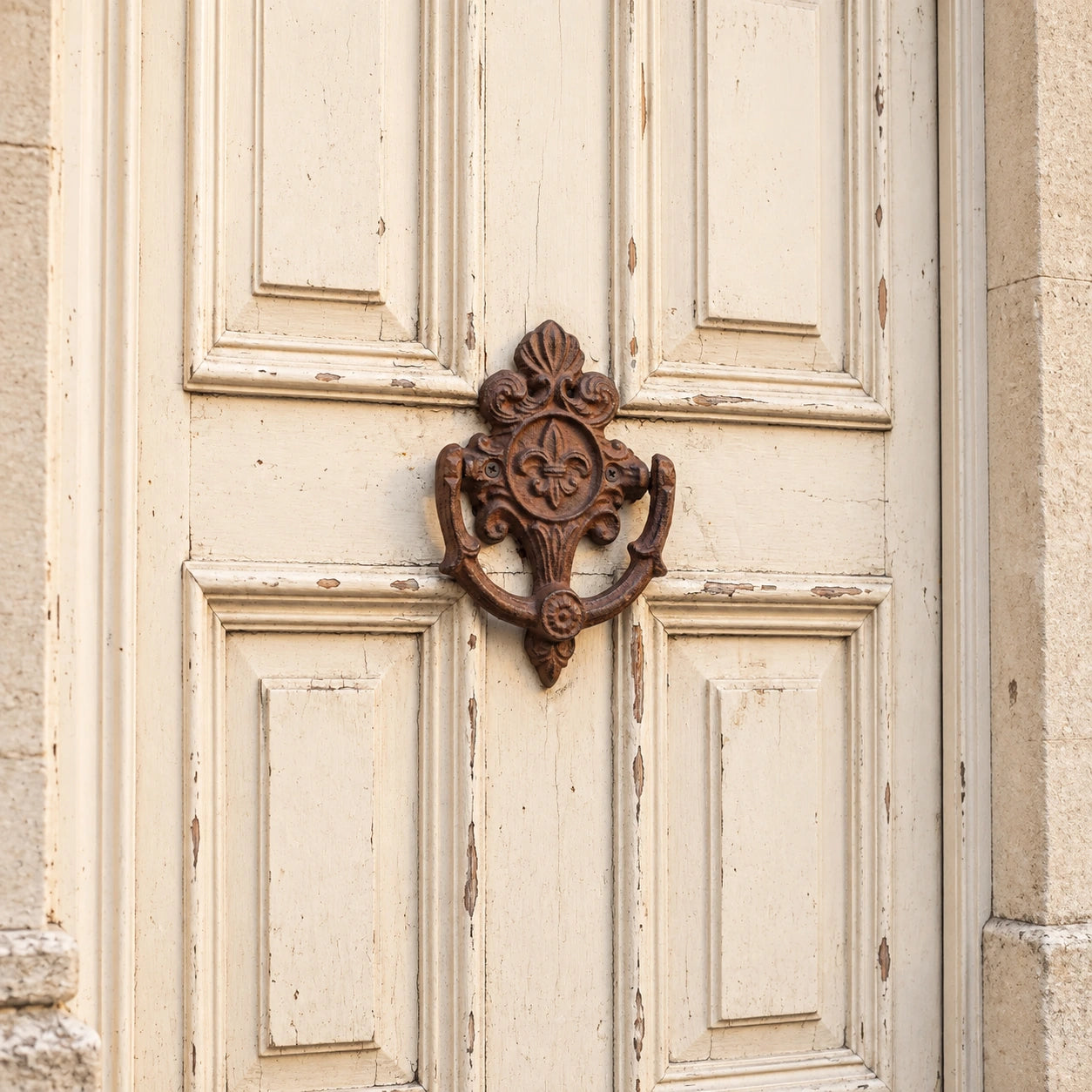 Fleur-de-Lis Door Knocker, Cast Iron Entry Door Hardware, 6" 58448 shot 5