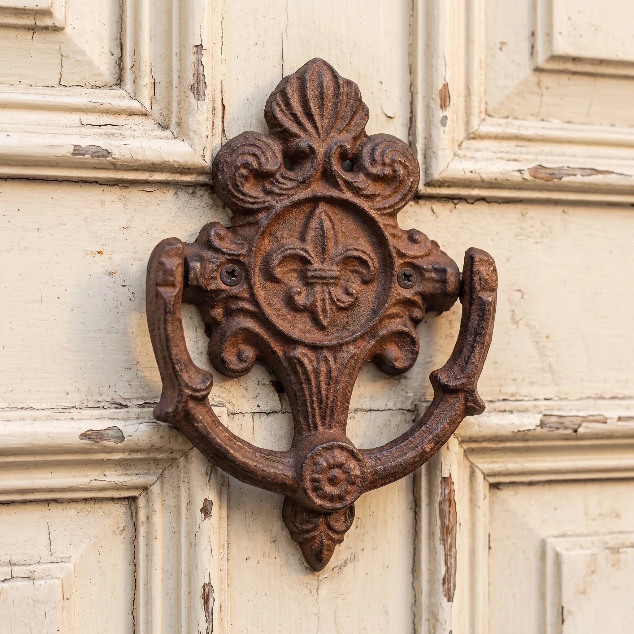 Fleur-de-Lis Door Knocker, Cast Iron Entry Door Hardware, 6" 58448 shot 1