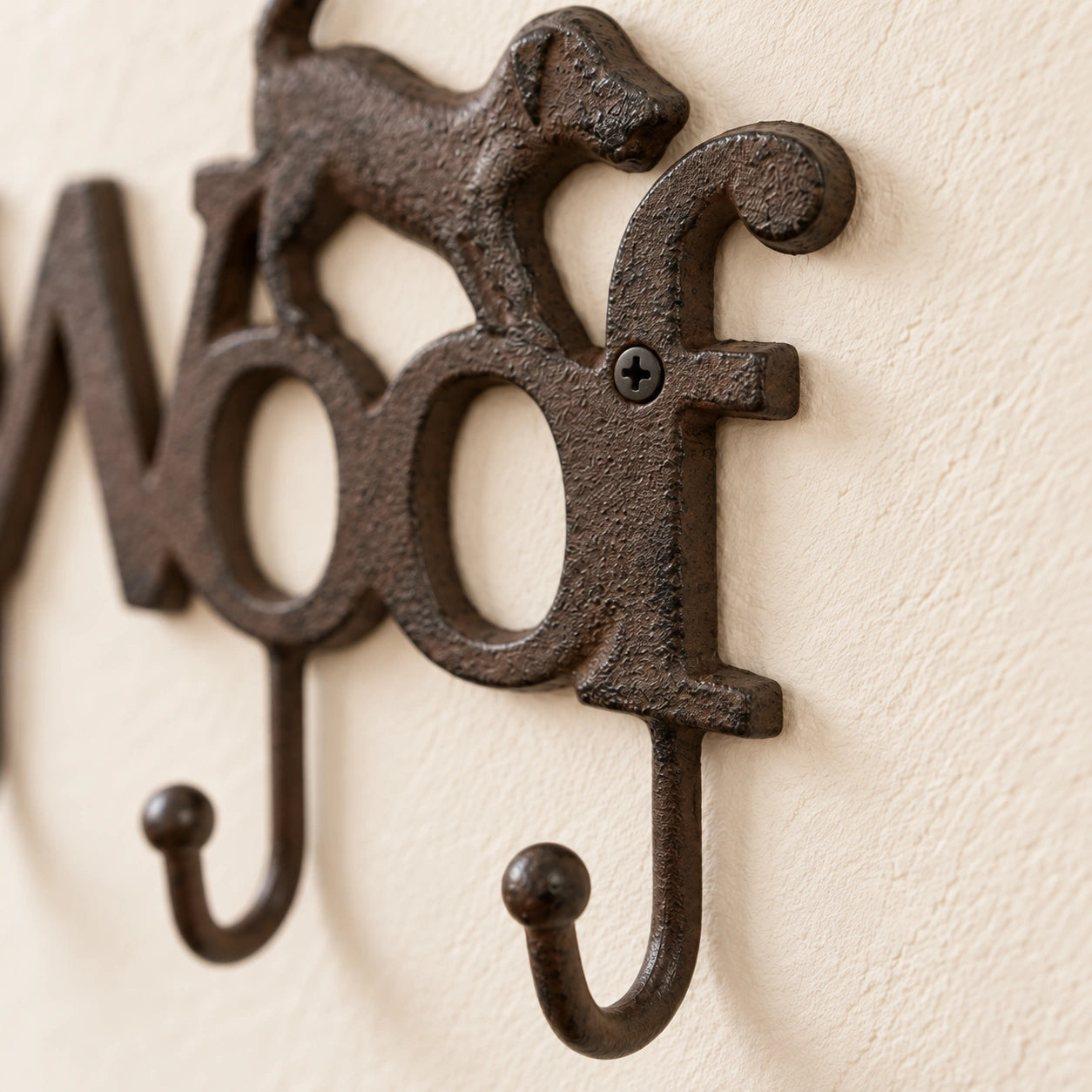 Dog WOOF 3-Hook Rack, Cast Iron for Leashes or Keys, 7.5" 58562 shot 2