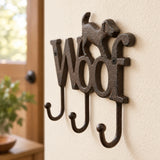 Dog WOOF 3-Hook Rack, Cast Iron for Leashes or Keys, 7.5" 58562 shot 4