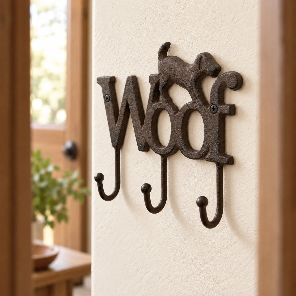 Dog WOOF 3-Hook Rack, Cast Iron for Leashes or Keys, 7.5" 58562 shot 5