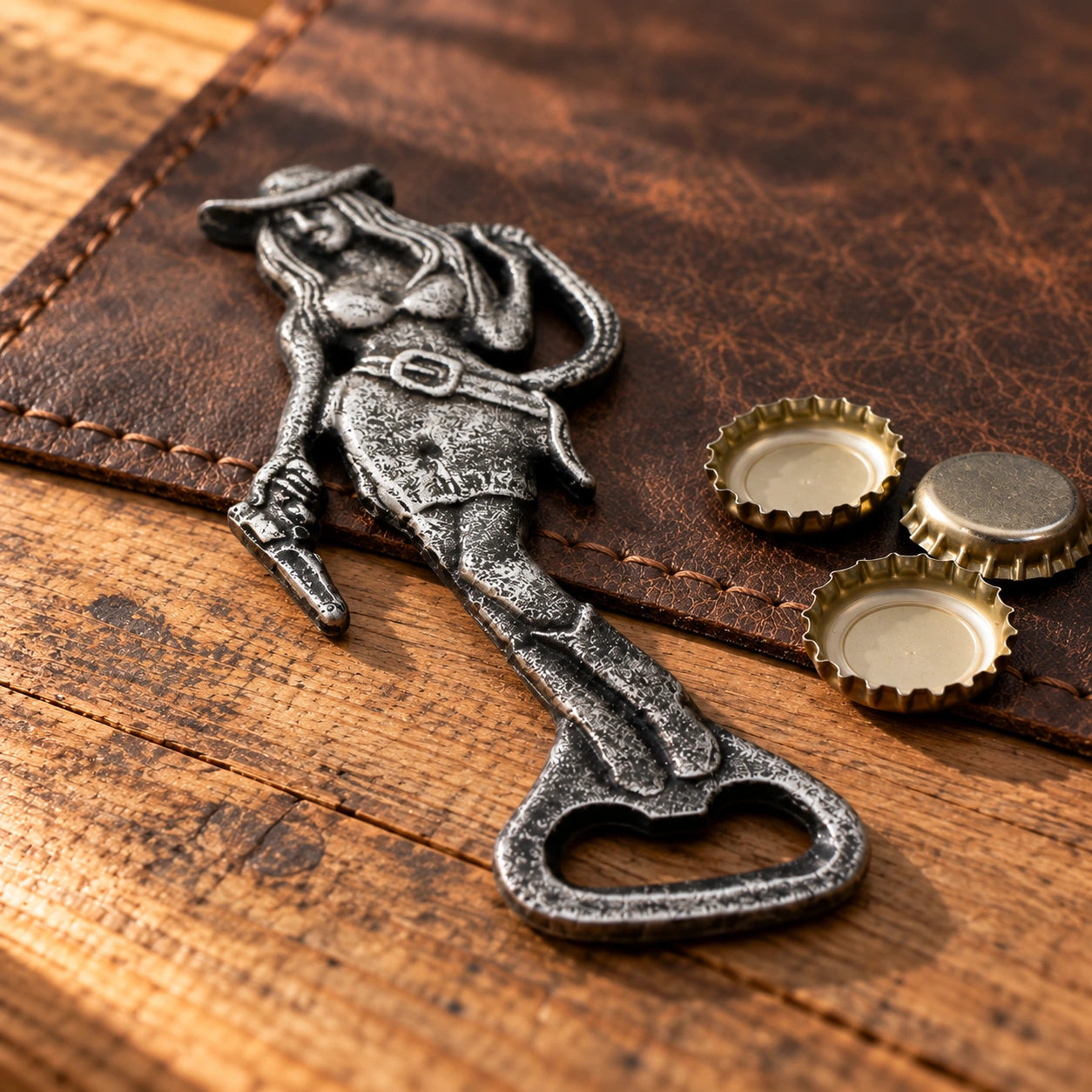 Cowgirl Bottle Opener, Cast Iron Western Bar Tool, 7" 58595 shot 4