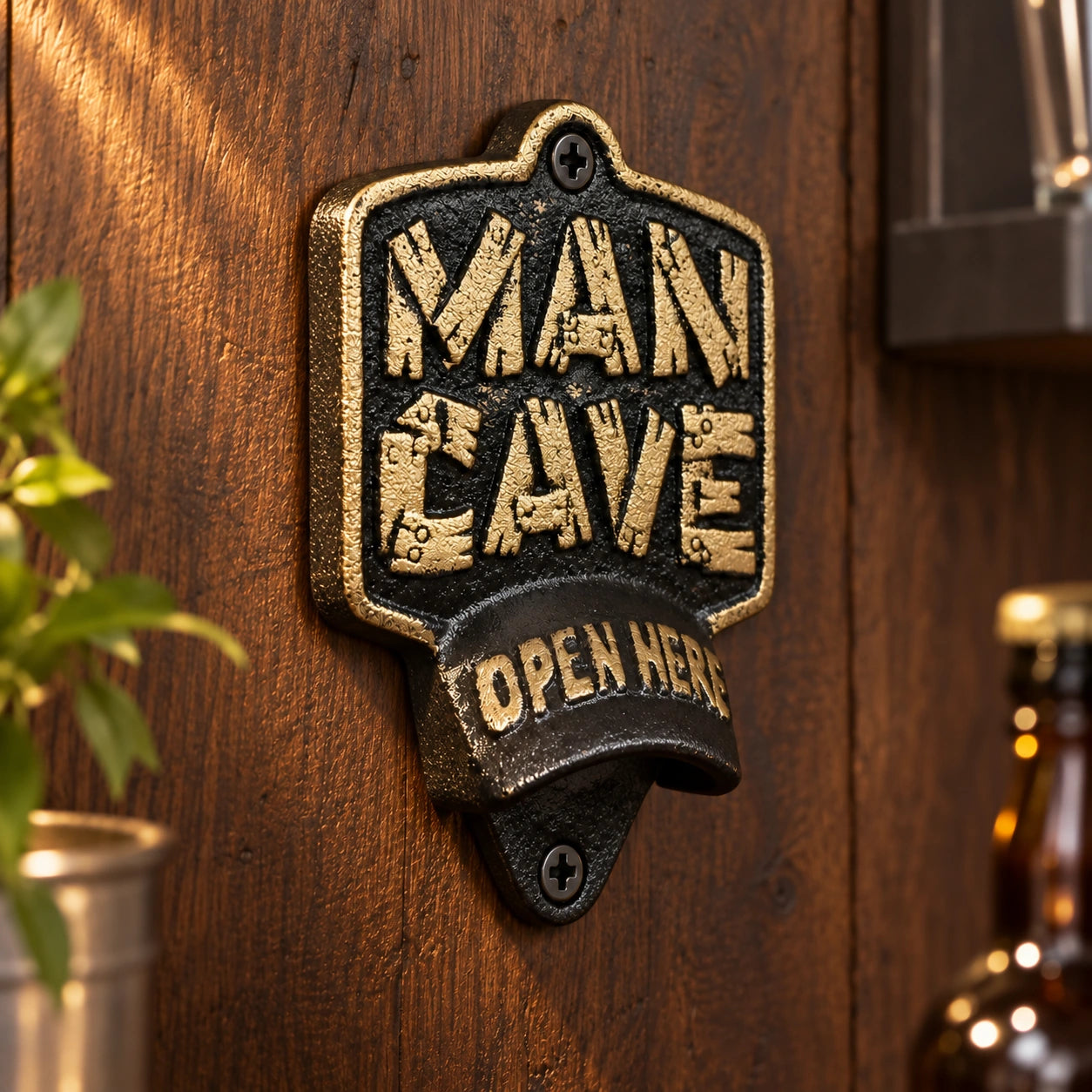 Man Cave Bottle Opener, Wall Mounted Cast Iron Bar Sign, 6" 58644 shot 4