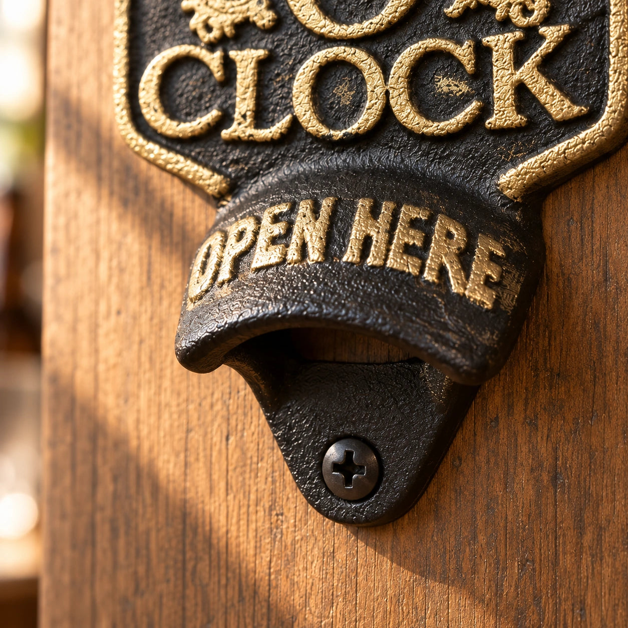 Beer O'Clock Bottle Opener, Wall Mounted Cast Iron Bar Sign, 6" 58646 shot 3