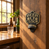 Beer O'Clock Bottle Opener, Wall Mounted Cast Iron Bar Sign, 6" 58646 shot 4