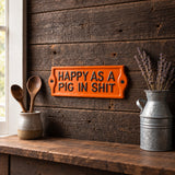 Happy as a Pig in Shit Plaque, Cast Iron Wall Sign, 7.5" 58651 shot 2