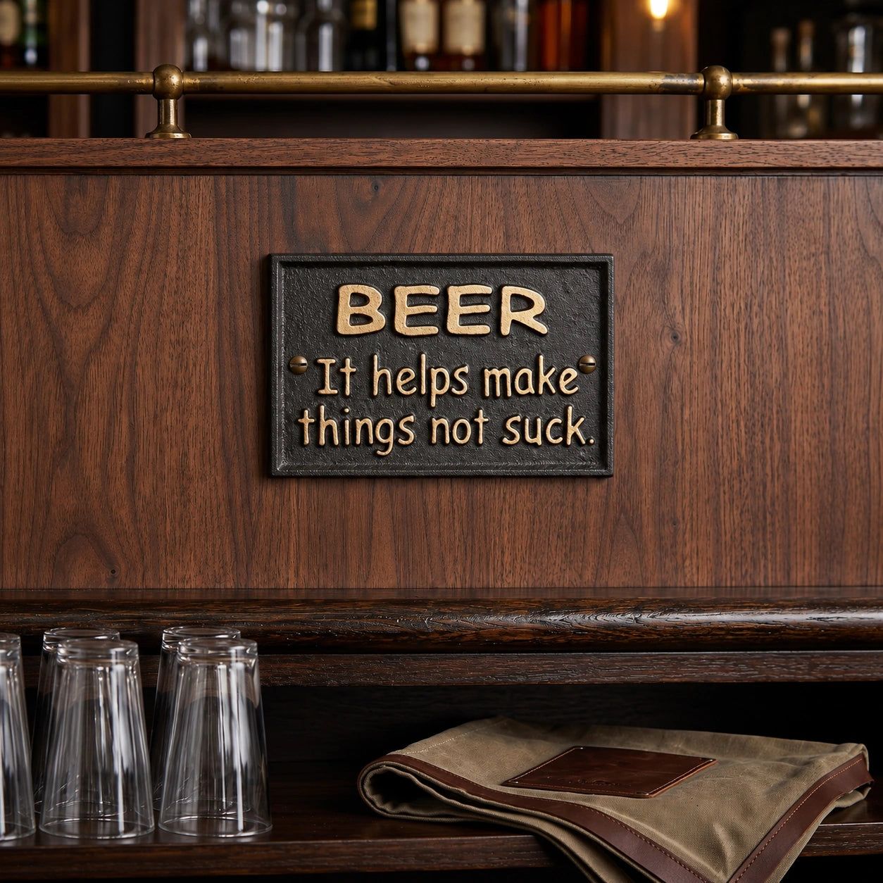Beer Wall Plaque, Cast Iron Funny Home Bar Sign, 6" 58657 shot 1