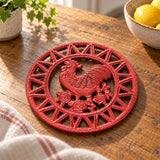 Rooster Trivet, Red Cast Iron Farmhouse Kitchen Table Decor, 7.5" 58665 shot 3