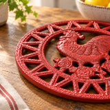 Rooster Trivet, Red Cast Iron Farmhouse Kitchen Table Decor, 7.5" 58665 shot 4