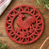 Rooster Trivet, Red Cast Iron Farmhouse Kitchen Table Decor, 7.5" 58665 shot 5