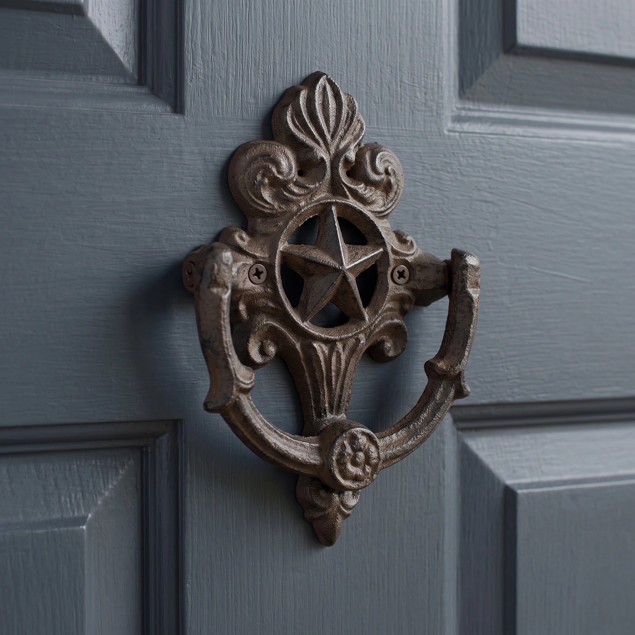 Star Door Knocker, Cast Iron Western Entry Door Hardware, 6" 58800 shot 1