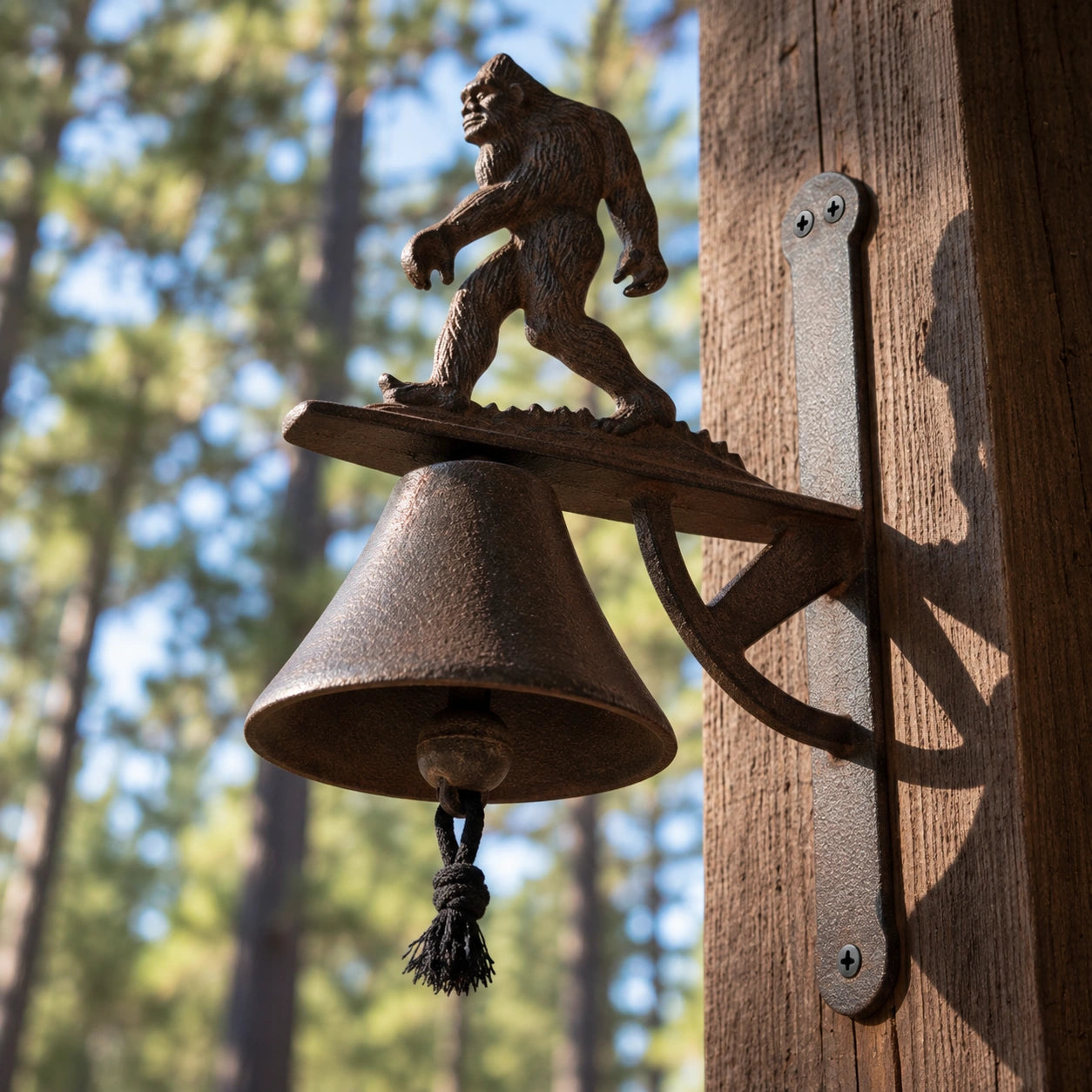 Bigfoot Doorbell, Rustic Cast Iron Sasquatch Porch Bell, 12.8" 58900 shot 3