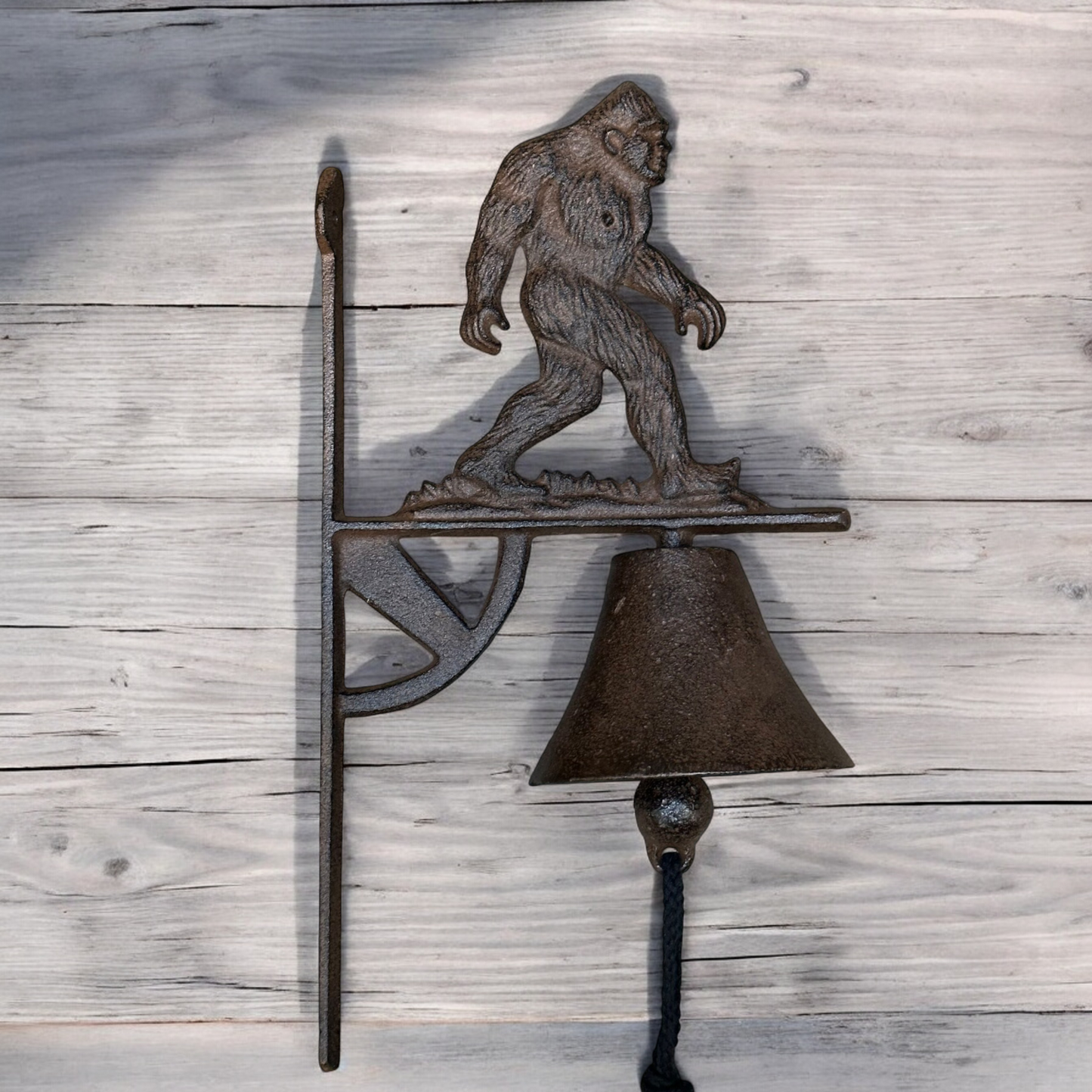 Rustic Cast Iron Bigfoot Bell, Sasquatch Doorbell for Porch or Cabin Entryway