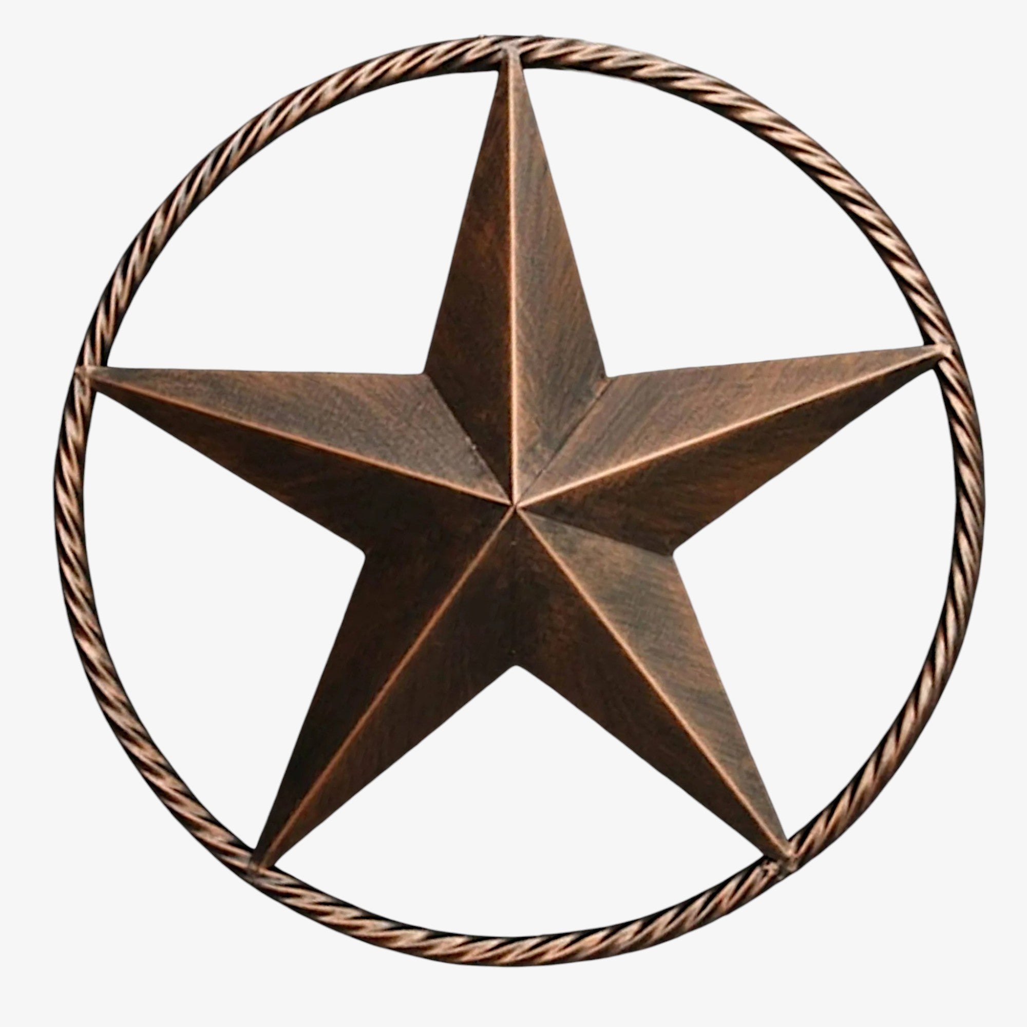 Antique bronze copper star wall sign with rope border details rustic western style