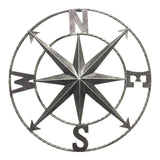 Old Silver Compass Decor 24 inch Distressed Metal Wall Sign