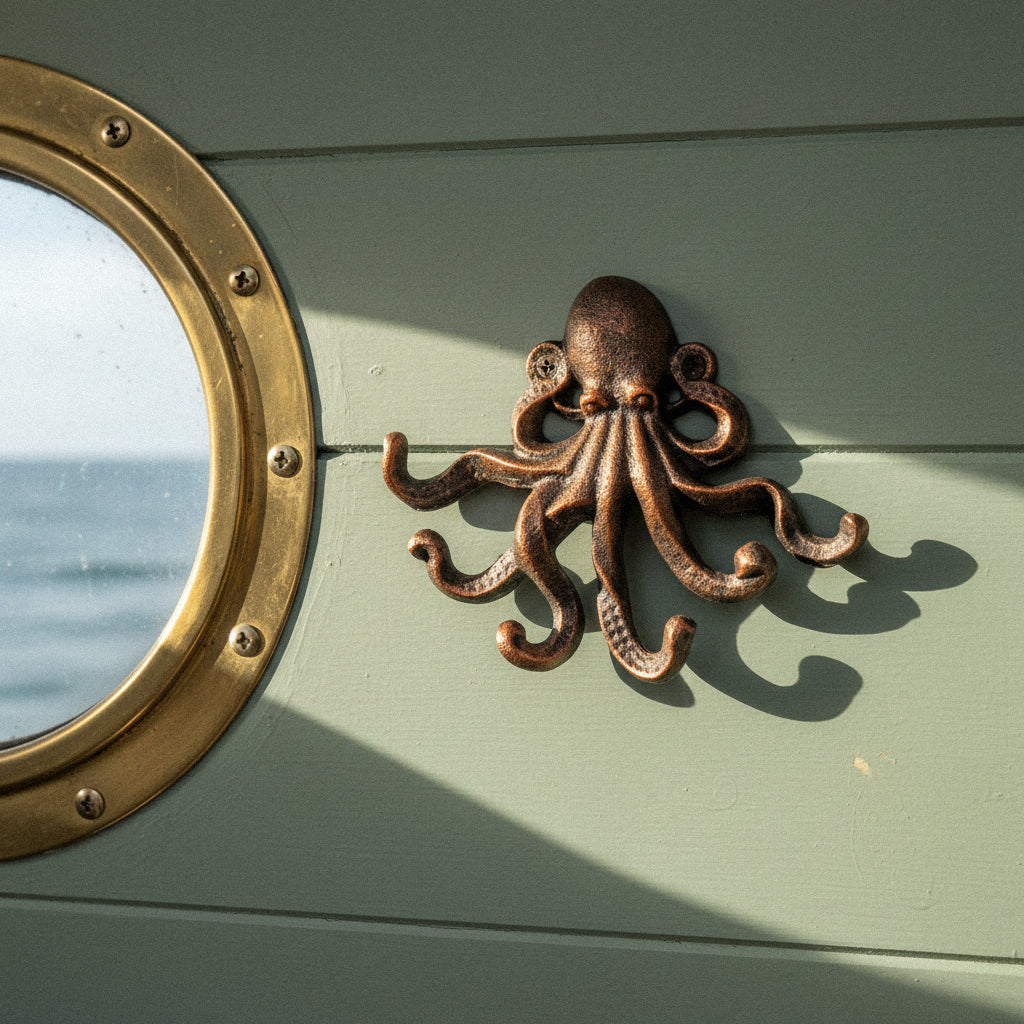 Octopus Hook, Cast Iron Copper Nautical Wall Hook