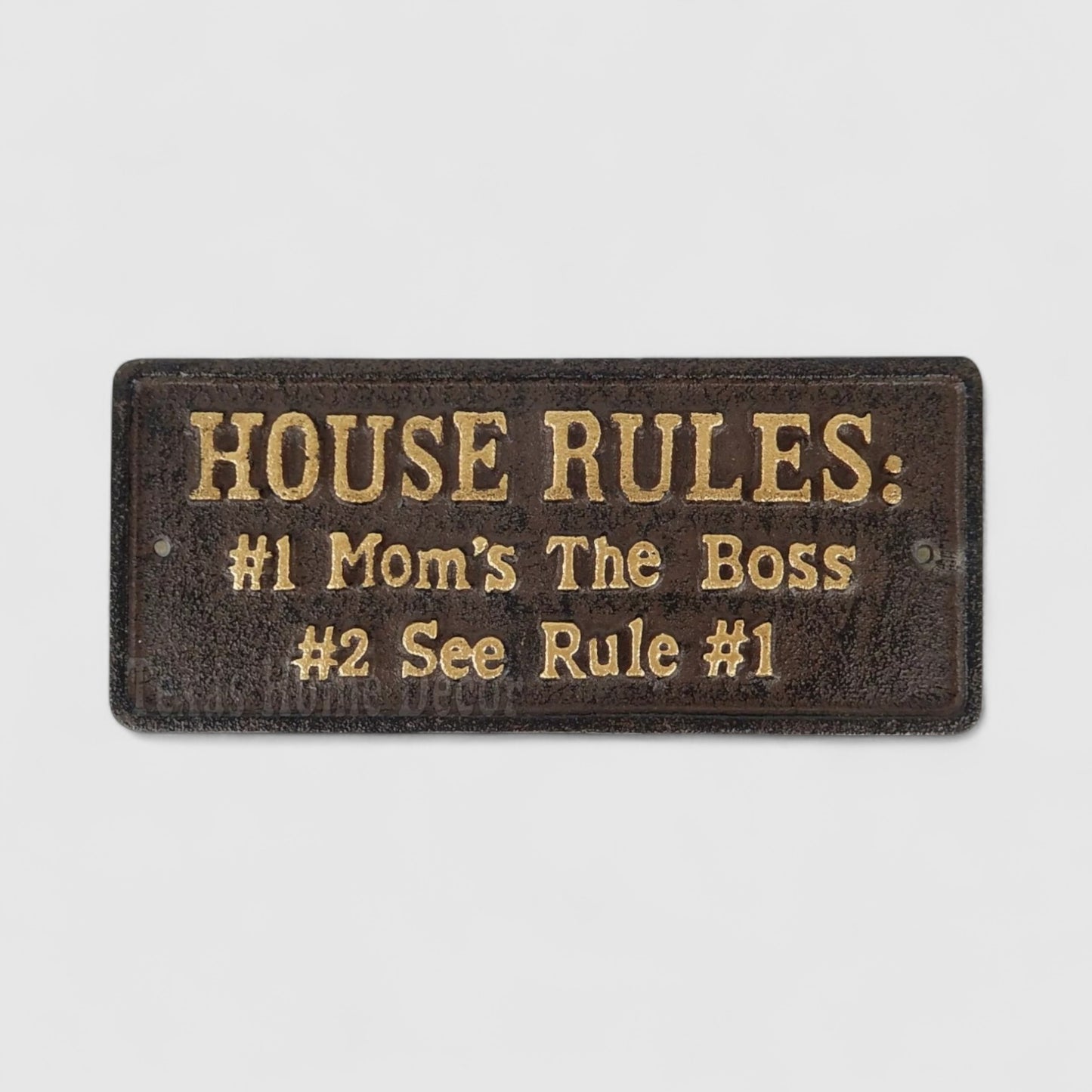 Charming Cast Iron Plaque: House Rules - Vintage Home Accent