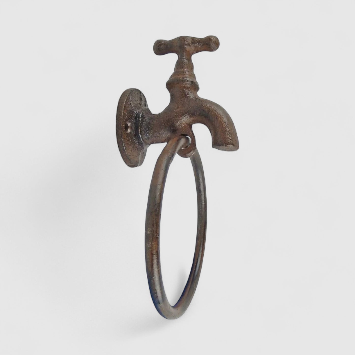 Quirky Cast Iron Faucet Towel Holder - Industrial Farmhouse Bath Accent
