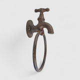 Quirky Cast Iron Faucet Towel Holder - Industrial Farmhouse Bath Accent