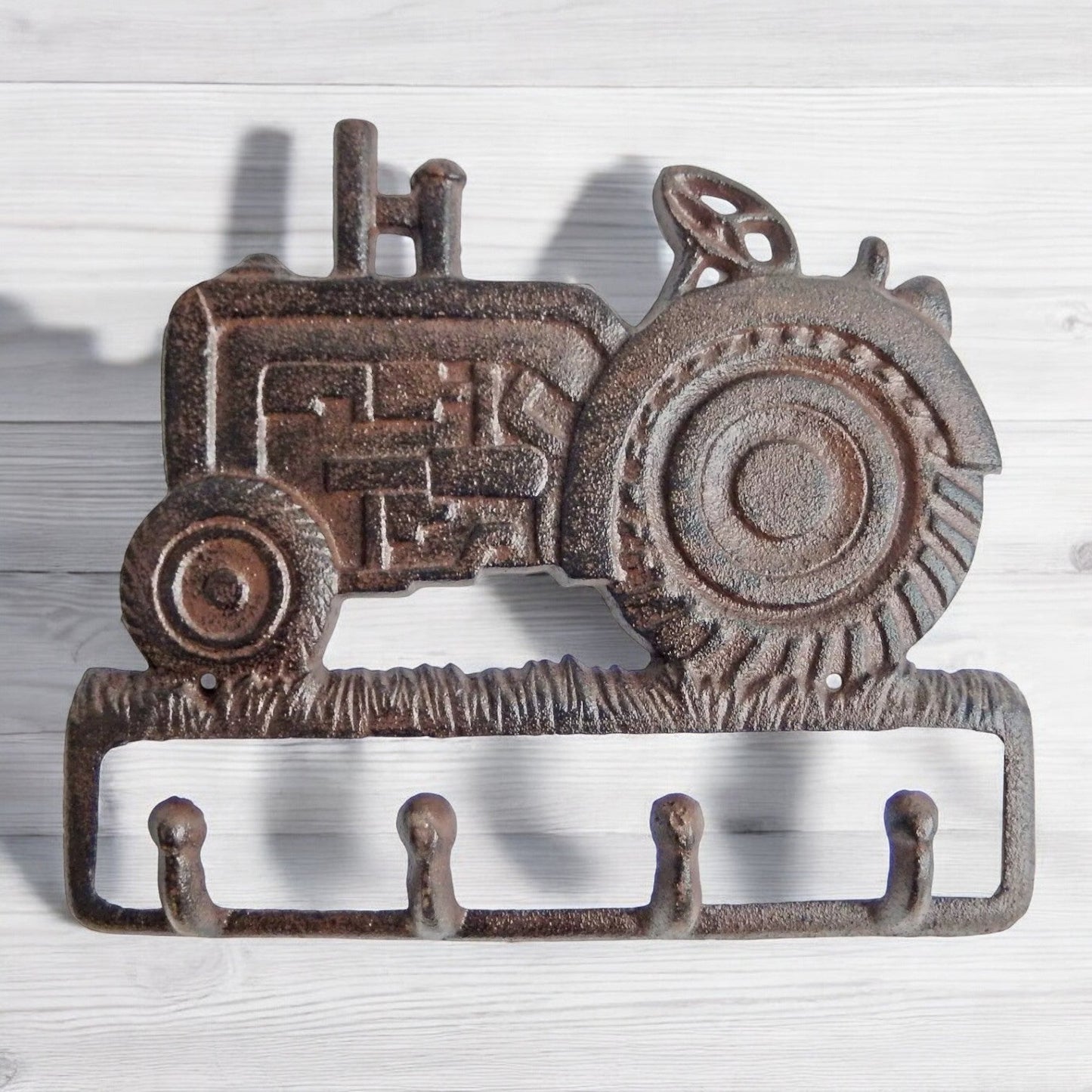 Country Charm Cast Iron Tractor 4 Hook - Farmhouse Wall Organizer