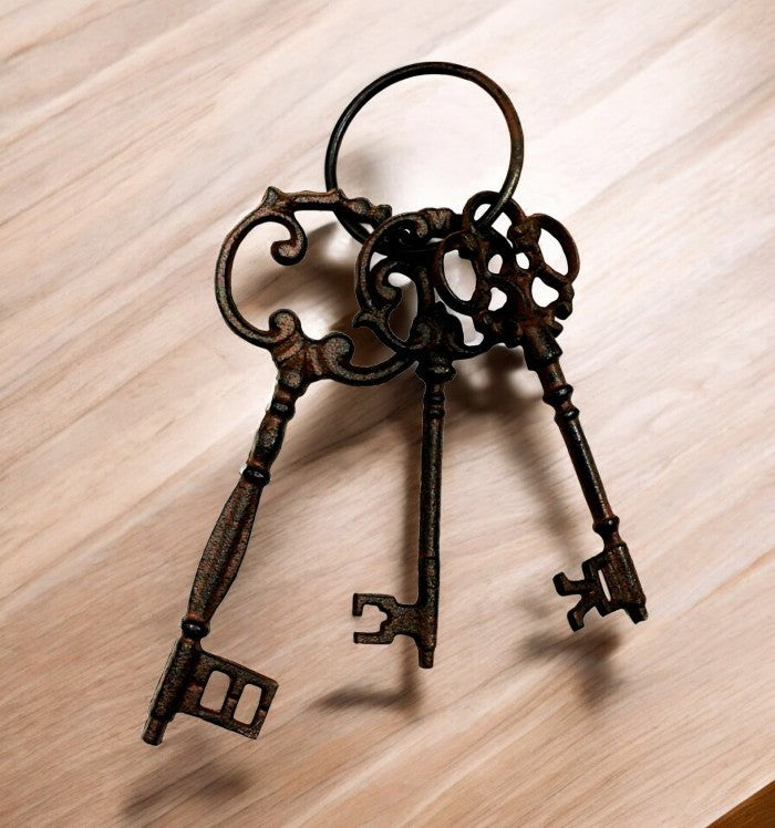 Decorative Cast Iron Key Set - Antique-Style Home Accent