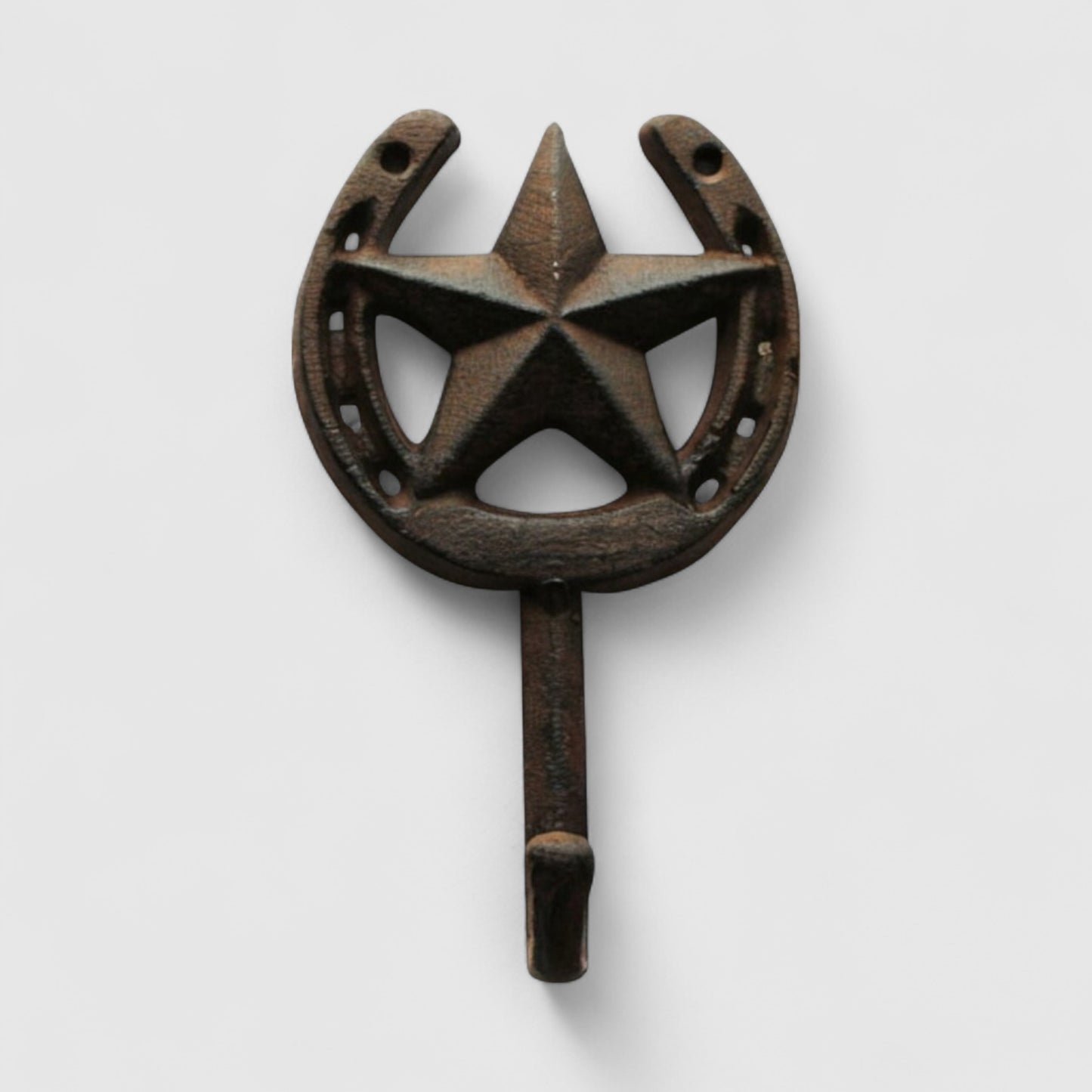 Star & Horseshoe Cast Iron Hook - Rustic Western Wall Organizer
