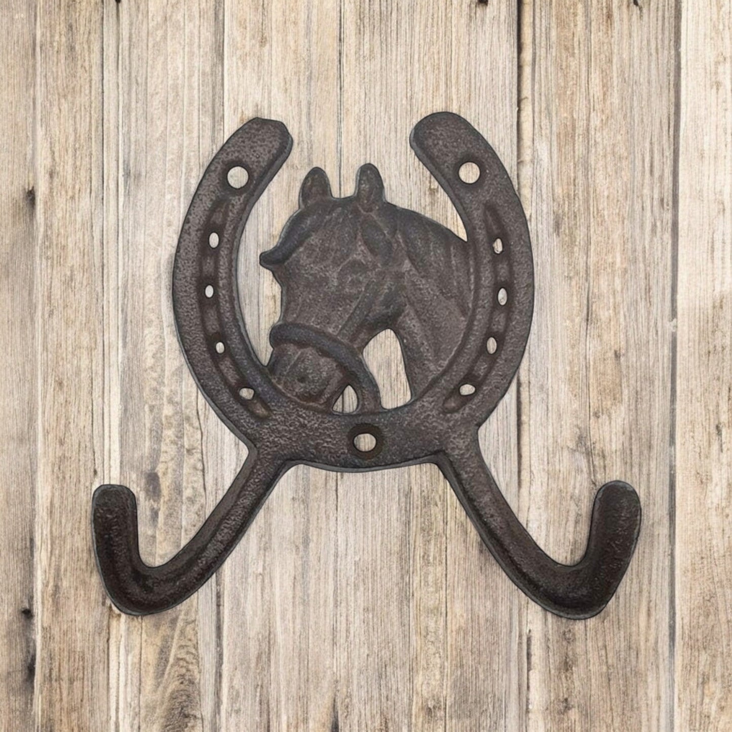 Rustic Cast Iron Horse Head Hook - Equestrian Wall Accent