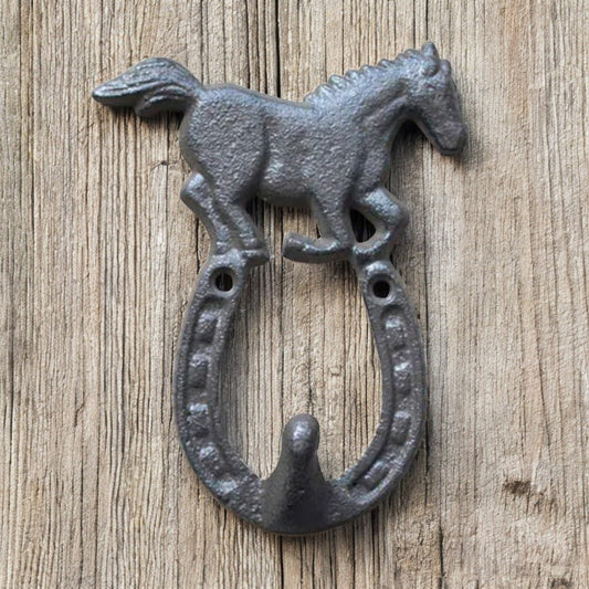 Lucky Cast Iron Horseshoe Hook - Good Luck Farmhouse Accent