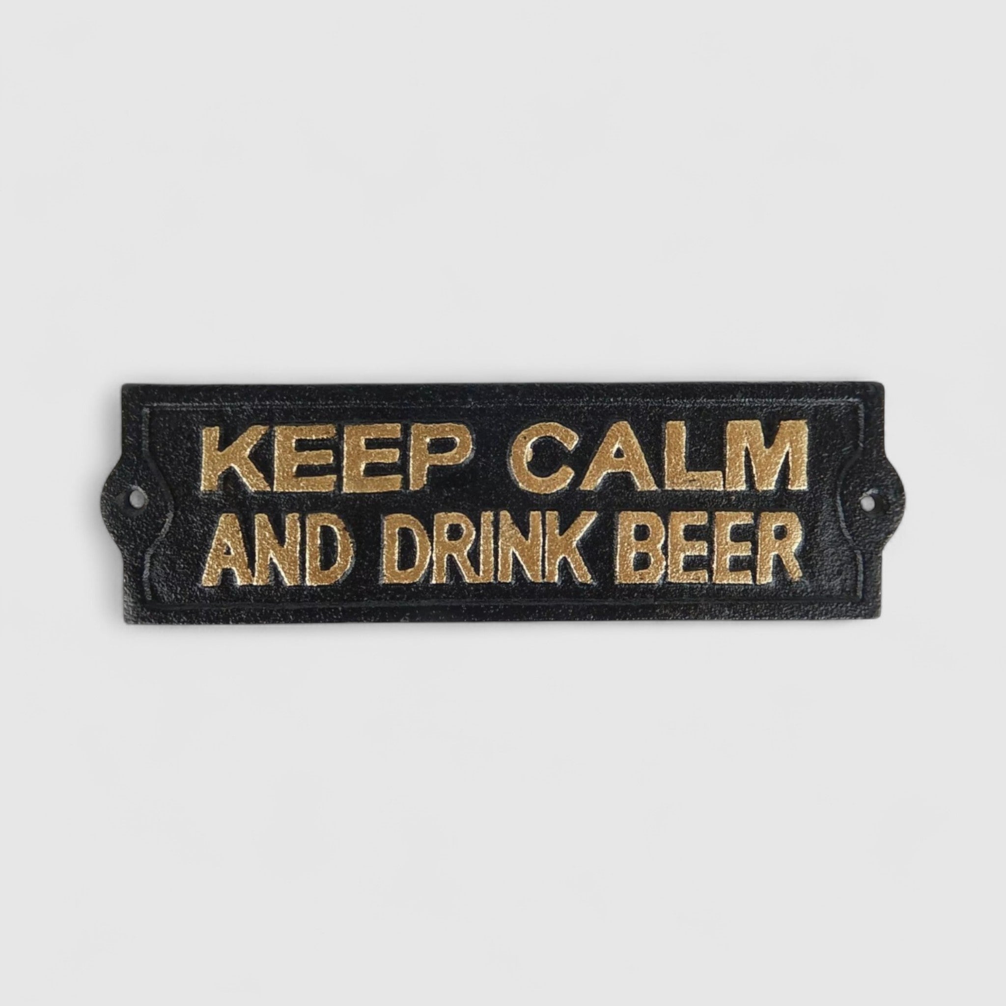 Relaxed Cast Iron Plaque: Keep Calm And Drink Beer - Pub-Style Sign