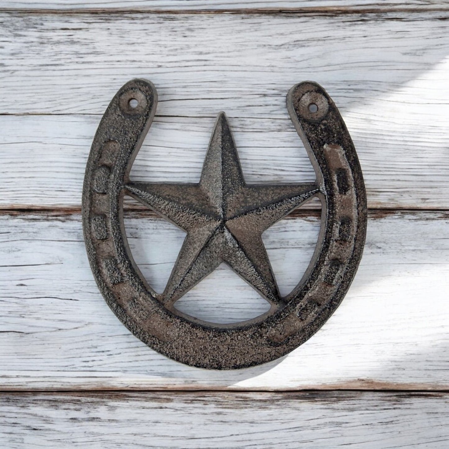 Lucky Cast Iron Star with Horseshoe - Western Wall Decor Accent