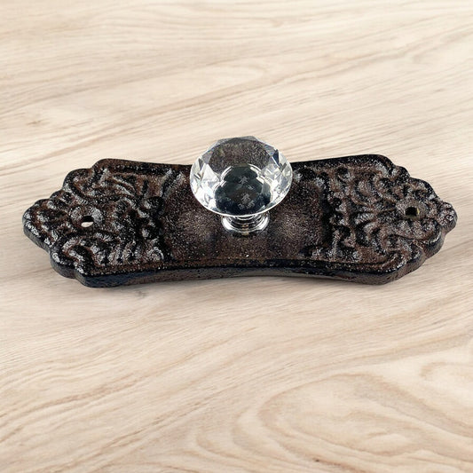 Sparkling Cast Iron Crystal Drawer Pull – Vintage Glam Cabinet Knob