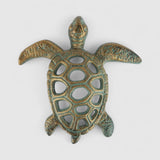 Whimsical Cast Iron Turtle Figurine, Antique Bronze Coastal Decor Accent