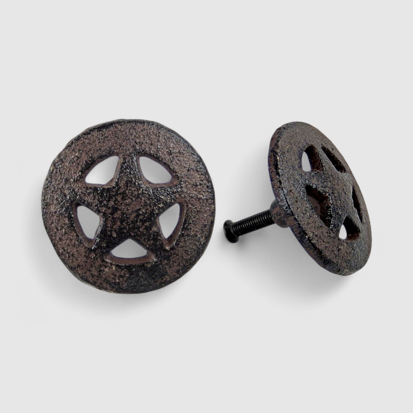 Cast Iron Circle Star Knob, Rustic Cabinet & Drawer Pull