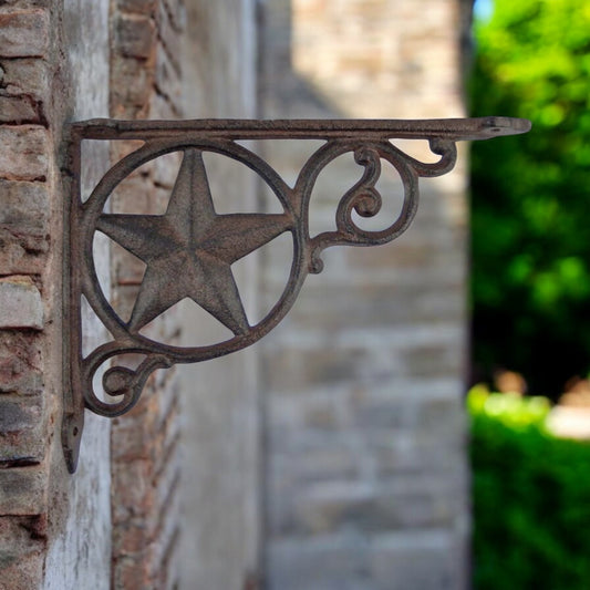 Rustic Star-Themed Cast Iron Bracket – Western Shelf Support Accent